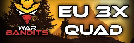 Banner serveru WARBANDITS.GG EU 3X |Solo/Duo/Trio/Quad|LootX3| JUST WIPED Rust