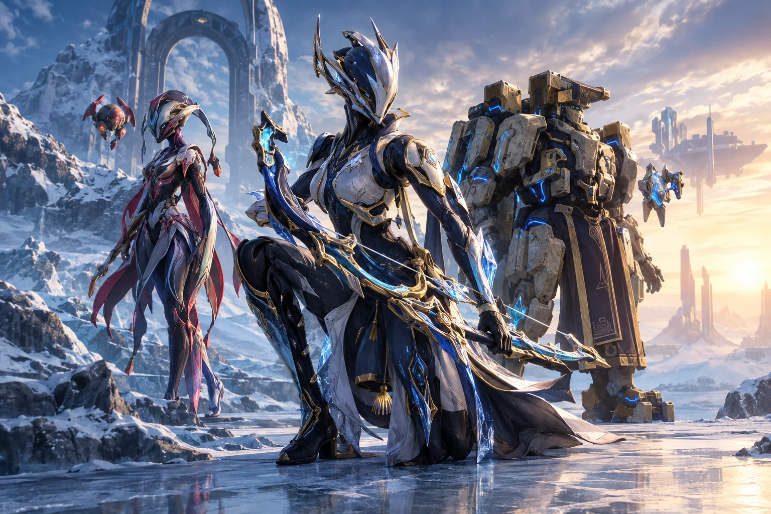 Balíček Narin Warframe a kolekce Banshee Threnodia a Qorvex Basilica, které vycházejí s Iceblade of Narin